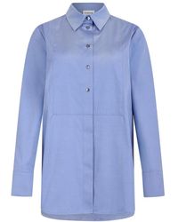 P.A.R.O.S.H. - P.A.R.O..H. ,Overhemden ,Blauw ,Cambrige Shirt - Lyst