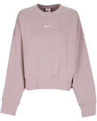 Nike - Sudadera Corta Con Cuello Redondo Para Mujer W Sportswear Phoenix Fleece Cuello Redondo Extragrande Diffused Taupe/Vela - Lyst
