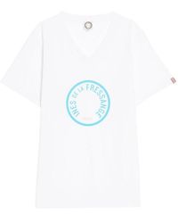 Ines De La Fressange Paris - Weiße v-ausschnitt t-shirt mit druck,rosa v-ausschnitt t-shirt mit logo - Lyst