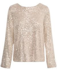 Part Two - Overhemden ,Grijs ,Polyester Pailletblouse Met V-Rugdetail - Lyst