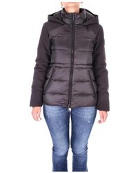 Woolrich - Jassen ,Zwart ,Polyester Zwarte Donsjas Met Afneembare Capuchon - Lyst