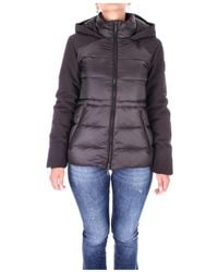 Woolrich - Jassen ,Zwart ,Polyester Zwarte Donsjas Met Afneembare Capuchon - Lyst