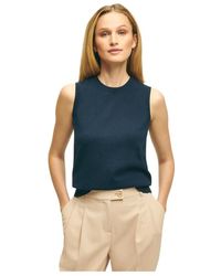 Brooks Brothers - Tops ,Blauw ,Katoen Supima Katoen Jersey Shell - Lyst