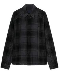 Juun.J - Overhemden ,Grijs ,Katoen Island Washed Check Coach Shirt - Lyst