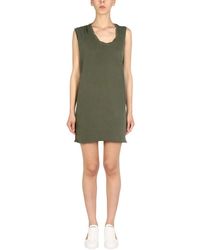 DSquared² - Kleedjes ,Groen ,Katoen Mini Jurk Met Ronde Halslijn - Lyst