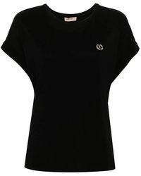 Twin Set - Camiseta negra con logo y adorno de estrás - Lyst