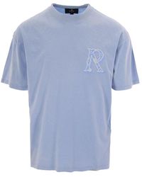 Represent - Tops ,Blauw ,Katoen T-Shirt Met Ronde Hals En Print Op De Voorkant - Lyst