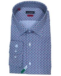 Roy Robson - Blauw En Rood Geometrisch Slim Fit Overhemd - Lyst