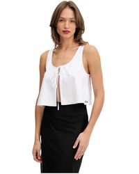 KARL LAGERFELD - Tops ,Wit ,Katoen Zomerse Top Met Knoop Aan De Voorkant - Lyst