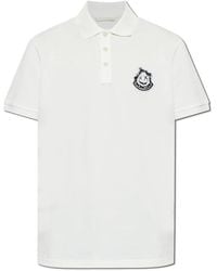 Moncler - Tops ,Wit ,Katoen Polo Shirt Met Logopatch - Lyst