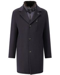 Gimo's - Jassen ,Blauw ,Wol Wollen Jas Met Afneembare Capuchon - Lyst