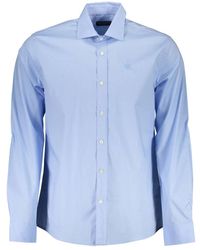 North Sails - Camicia in cotone azzurro con colletto italiano - Lyst
