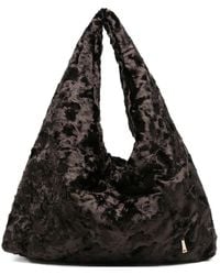 La Milanesa - Plüsch Braun Reißverschluss Top-Handle Tasche - Lyst
