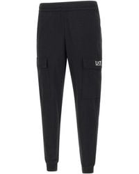 EA7 - Zwarte Stretch Katoenen Jogger Broek - Lyst