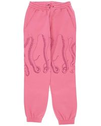 Octopus - Broeken ,Roze ,Katoen Roze Fleece Trainingsbroeken Met Tentakel Print - Lyst