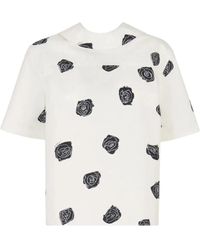 Marni - Overhemden ,Wit ,Katoen Reversible Bloemige Witte Top - Lyst