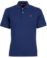 Gallo - Tops ,Blauw ,Katoen Mannen Effen Blauwe Katoenen Polo Met Onderkraag - Lyst