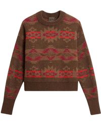 Woolrich - Truien & Vesten ,Bruin ,Ronde Hals Gebreid - Lyst