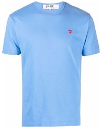 COMME DES GARÇONS PLAY - Blaues t-shirt mit kurzen ärmeln und kleinem roten herz - Lyst