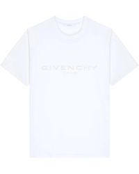 Givenchy - Tops ,Wit ,Katoen T-Shirt Van Katoen En Zijde Met Paris Jacquard - Lyst
