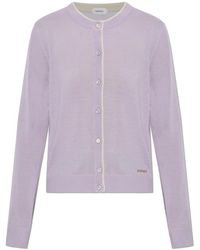 Versace - Truien & Vesten ,Paars ,Wol Geborduurd Wollen Vest - Lyst