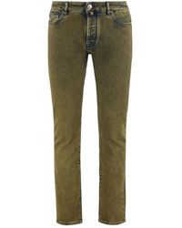 Moorer - Regular Fit Jeans Met Leren Logo - Lyst