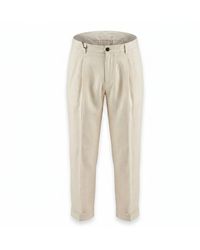 Heskimo - Pantalaccio Twill Linnen Broek - Lyst