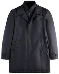 Fay - Jassen ,Blauw ,Polyester Morning Double-Breasted Coat - Lyst