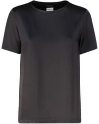 Max Mara - Blaues crew neck satin t-shirt - Lyst
