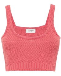 Laneus - Tops ,Roze ,Knit Crop Top - Lyst