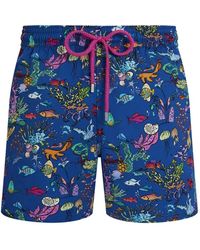Vilebrequin - Badmode ,Blauw ,Leer Stretch Short Swim Shorts Aquarium - Lyst