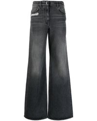 Givenchy - Distressed Wide Leg Denim Jeans - Lyst