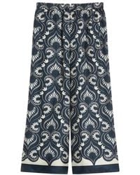 Weekend by Maxmara - Broeken ,Blauw ,Wkdottico Flowing Gedrukte Zijden Broek - Lyst