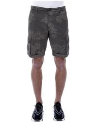 40weft - Cargo Linnen Shorts Met Bladprint - Lyst