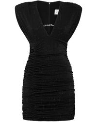 Philipp Plein - Kleedjes ,Zwart ,Polyester Jersey Mini Jurk Strass Signature - Lyst