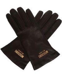 Moschino - Lederhandschuhe mit Logo - Lyst