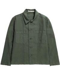 Norse Projects - Jassen ,Groen ,Katoen Katoenen Linnen Overshirt Essentiële Stijl - Lyst