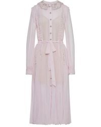 Self-Portrait - Geplooide Georgette Midi Jurk - Lyst