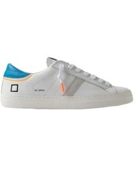 Date - Weiße blaue low top leder sneakers - Lyst