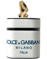 Dolce & Gabbana - Weiß blaues leder logo print airpods hülle - Lyst