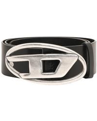 DIESEL - Vegetable Leather Belt With D Logo Buckle - Lyst