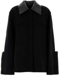 Jil Sander - Jassen ,Zwart ,Wol Stijlvolle Zwarte Wollen Jas - Lyst