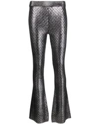 Rabanne - Zwarte Metallic Flared Broek - Lyst