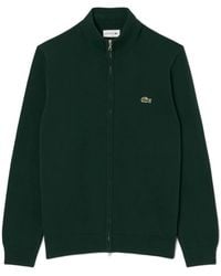 Lacoste - Truien & Vesten ,Groen ,Katoen Katoenen Trui Met Col En Rits - Lyst