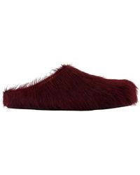 Marni - Burgund Leder Fussbett Mules - Lyst