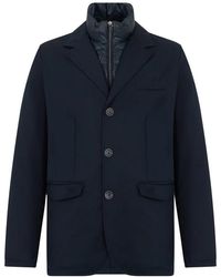 Herno - Jassen ,Blauw ,Polyester Jas Met Gewatteerde Voering - Lyst