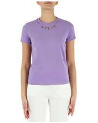 Elisabetta Franchi - T-shirt in cotone con catena decorativa rimovibile - Lyst