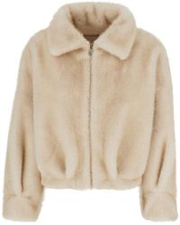 VALENTINI 1972 - Jassen ,Wit ,Polyester Korte Shearling Jas - Lyst