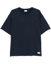 Saint Laurent - Tops ,Blauw ,Katoen Katoenen T-Shirt Met Ronde Hals - Lyst