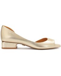 Kazar - Schoenen ,Geel ,Leer Gouden Peep Toe Pumps Met Lage Hak - Lyst